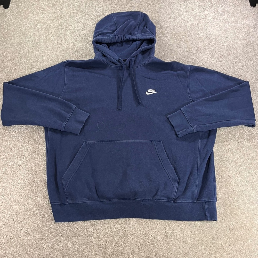 Nike Hoodie Mens XL Navy Blue Pullover‎ Club Fleece Activewear Outdoor Athletic